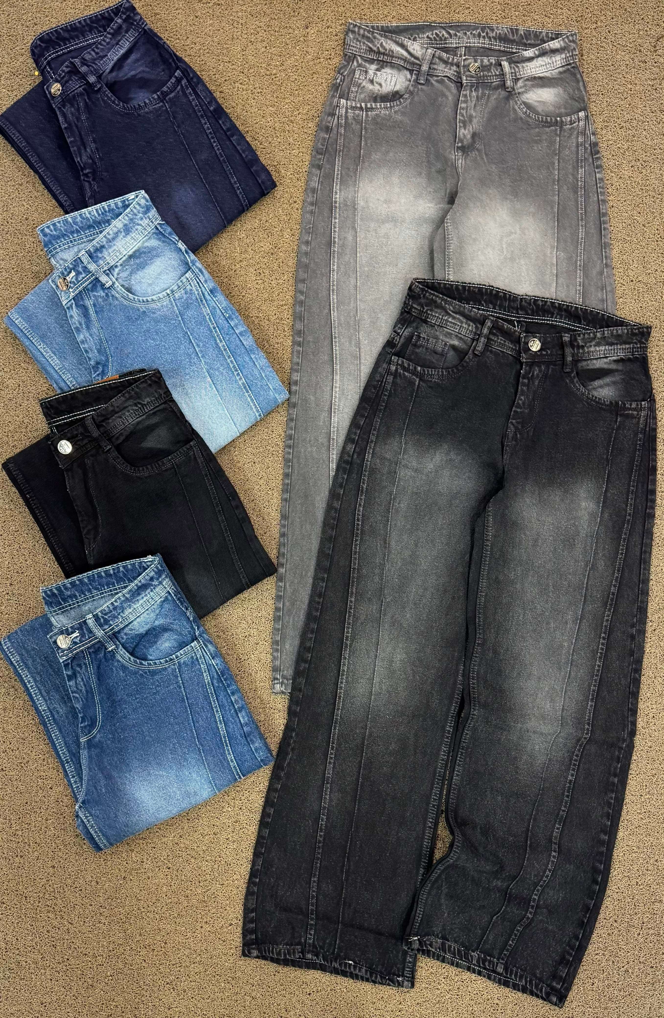 Retro Front-Seam Wide Leg Jeans